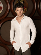 Campus Sutra Cloud-Lined Textured Shirt