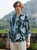 Campus Sutra Dark-Base Abstract Shirt