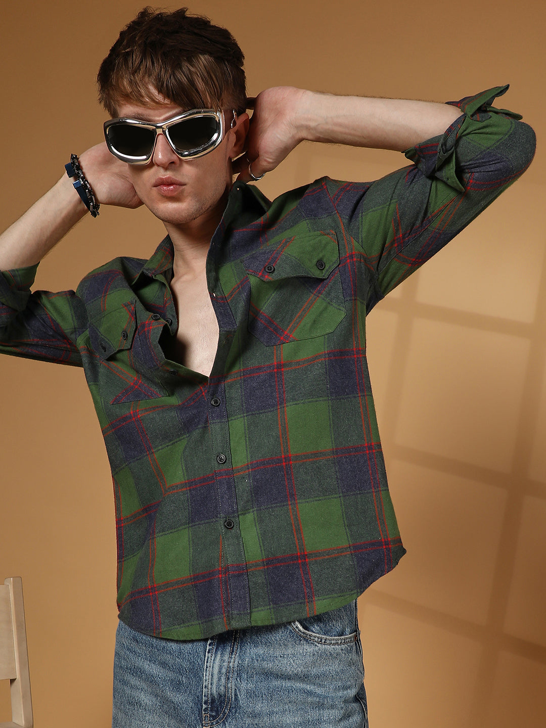 Campus Sutra Buffalo Check Utility Shirt