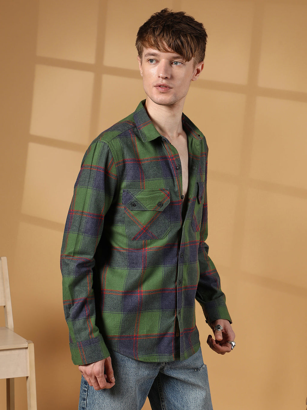 Campus Sutra Check Utility Shirt