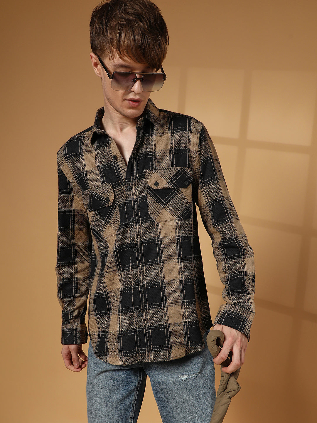 Campus Sutra Buffalo Check Utility Shirt
