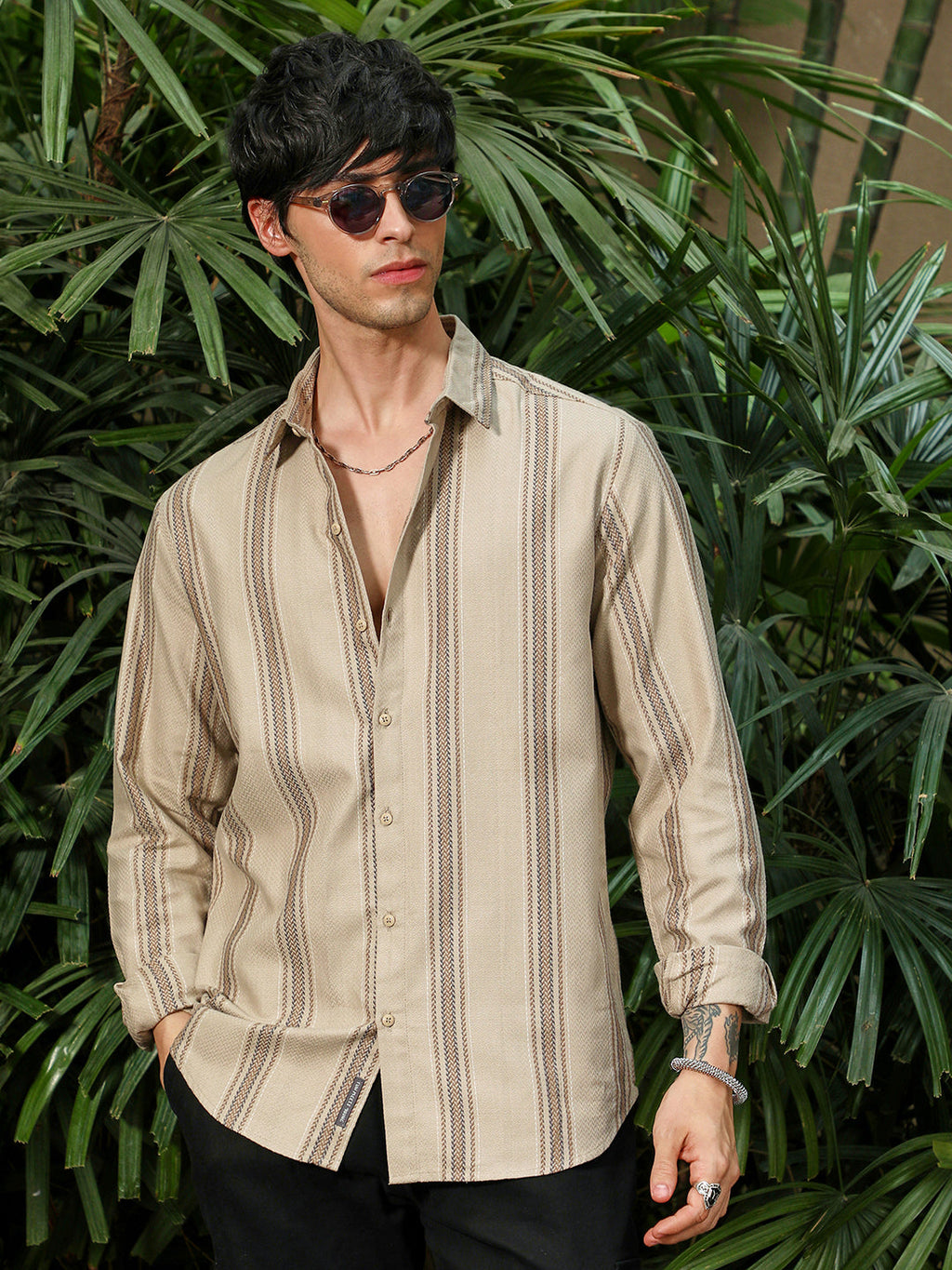 Campus Sutra Halo-Striped Shirt