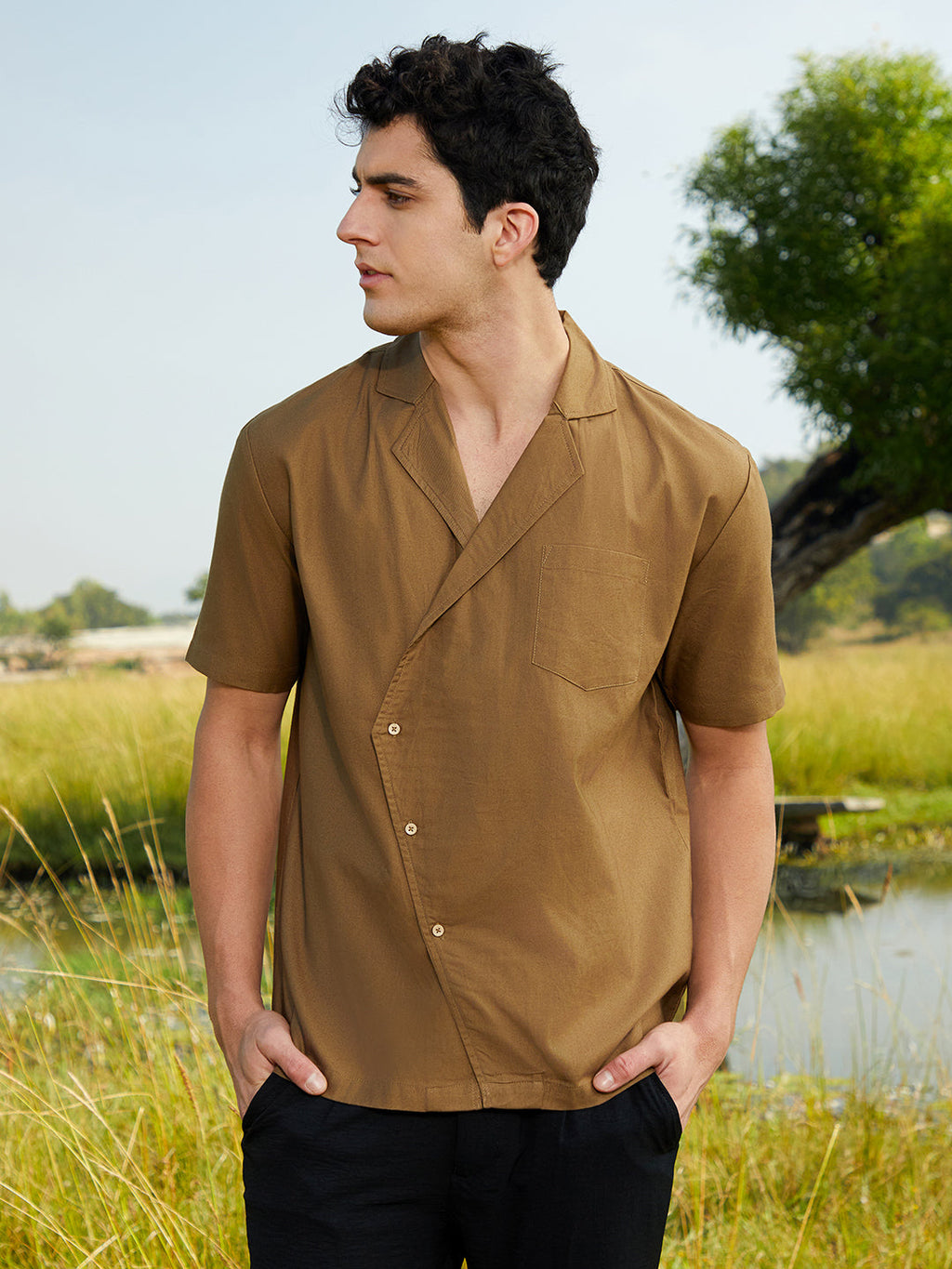 Campus Sutra Asymmetrical Cuban Shirt