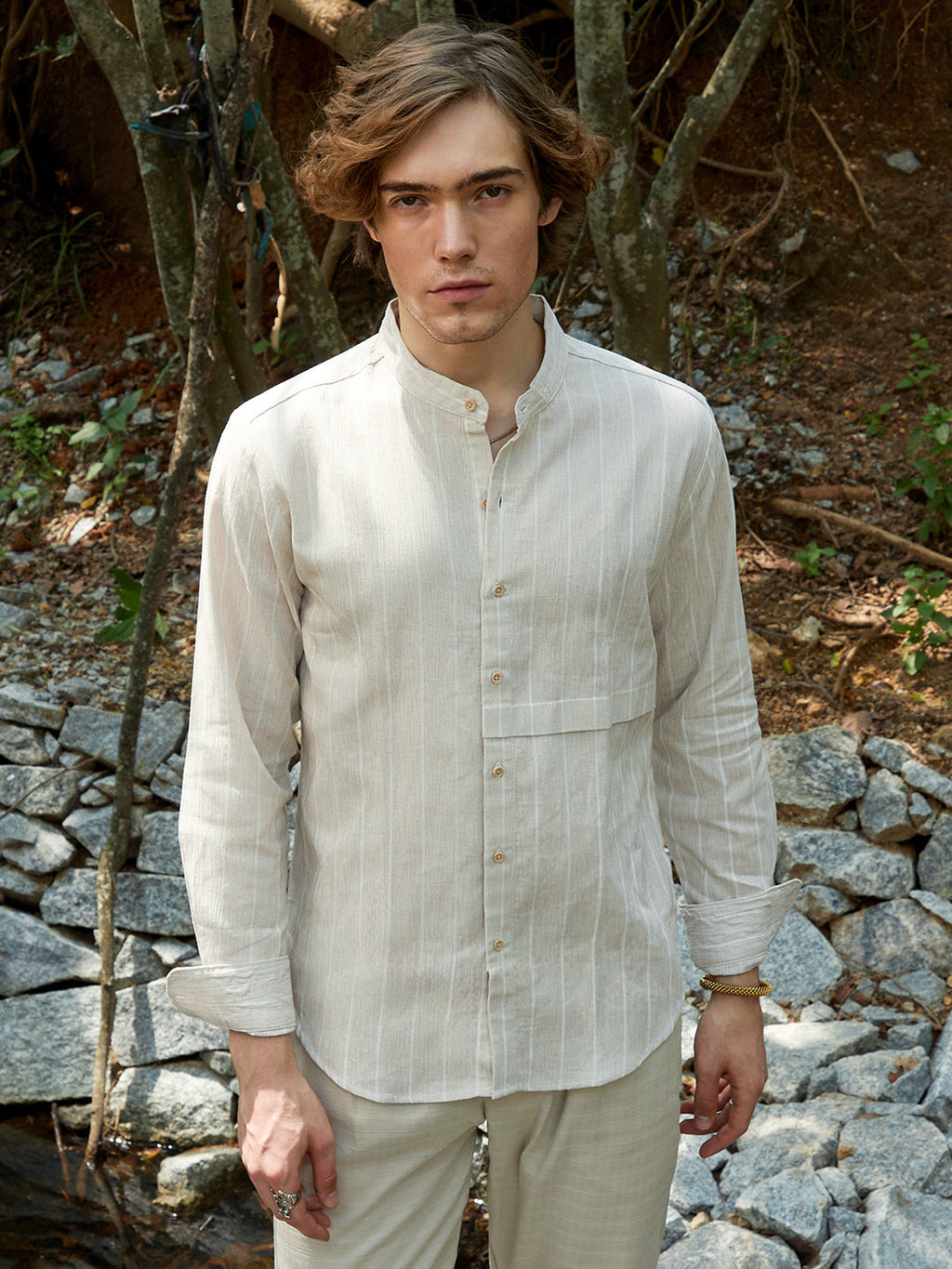 Campus Sutra Pencil-Striped Shirt