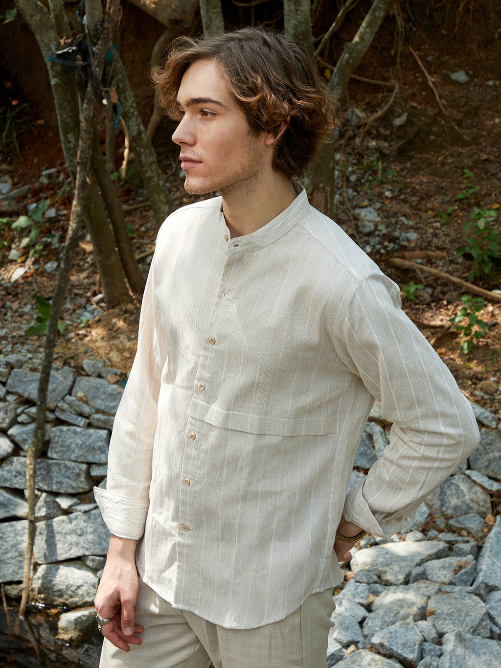 Campus Sutra Pencil-Striped Shirt