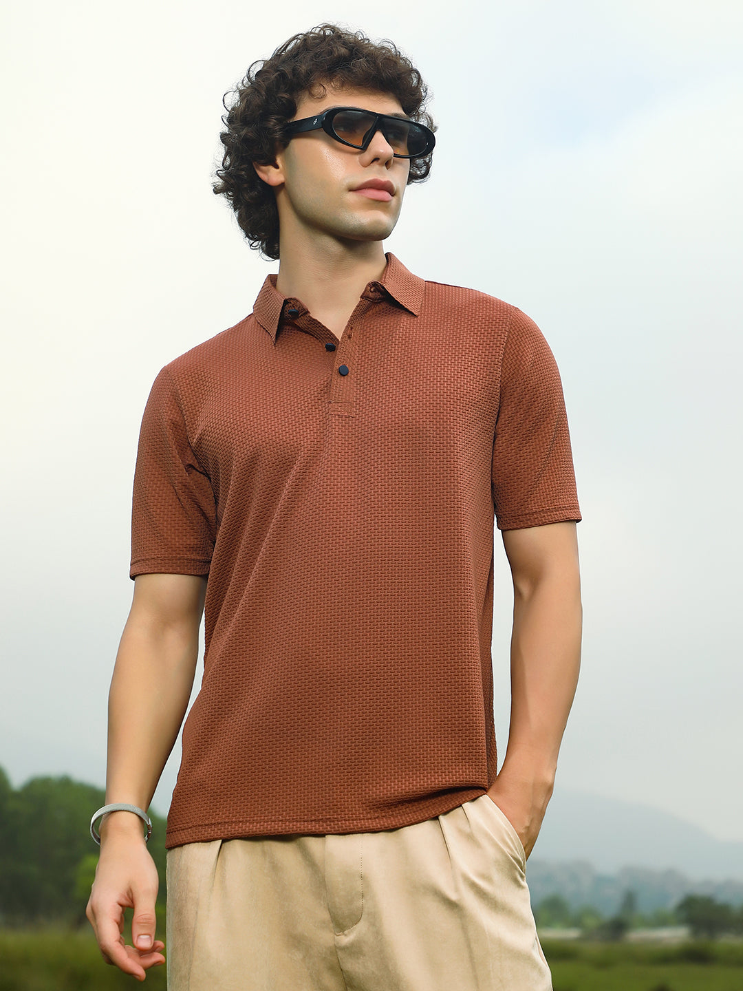Campus Sutra Warp-Tactile Polo T-Shirt