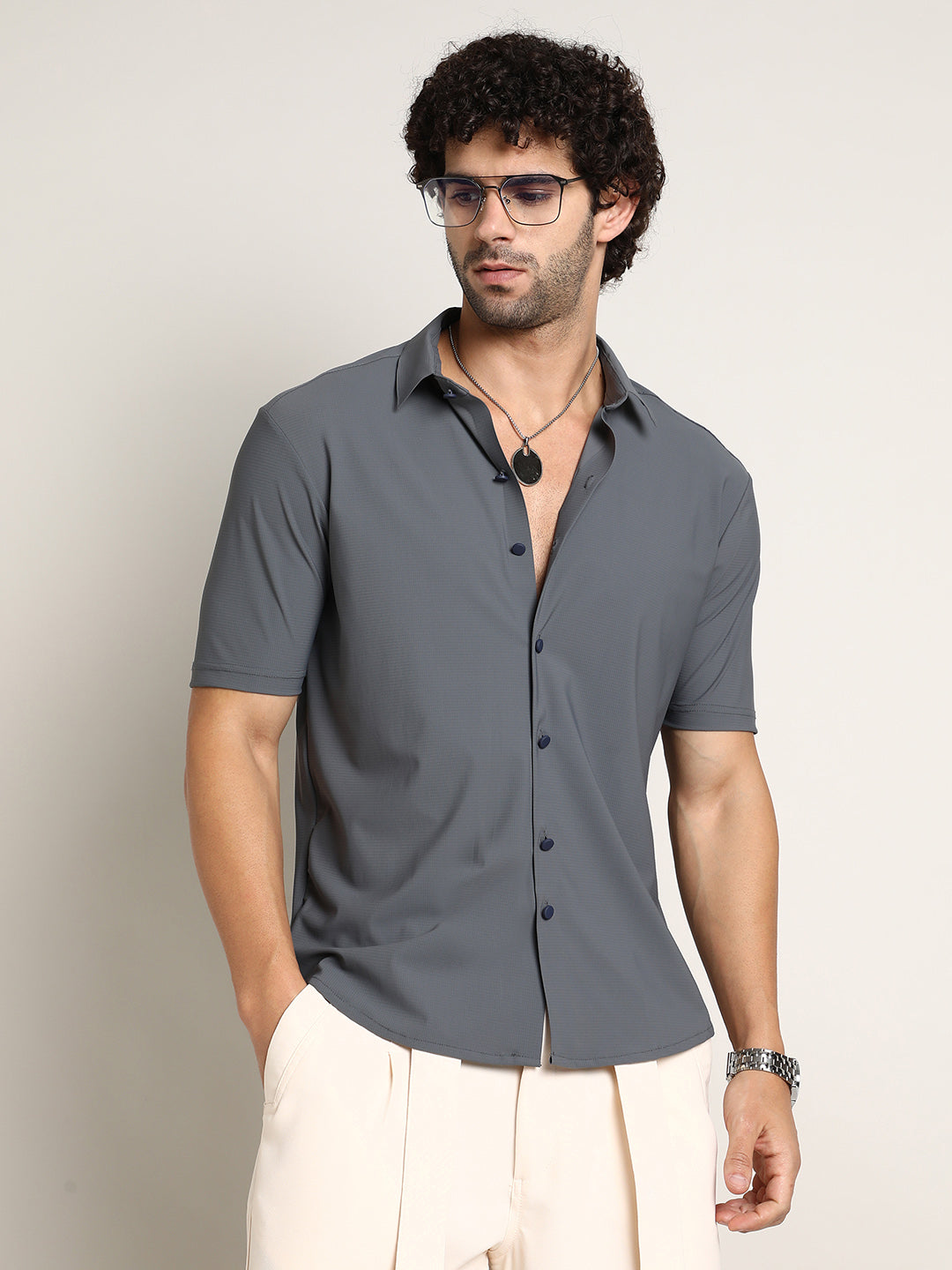 Campus Sutra Seamless Waffle Shirt
