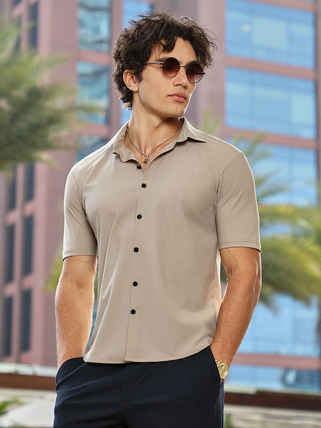 Campus Sutra Seamless Waffle Shirt
