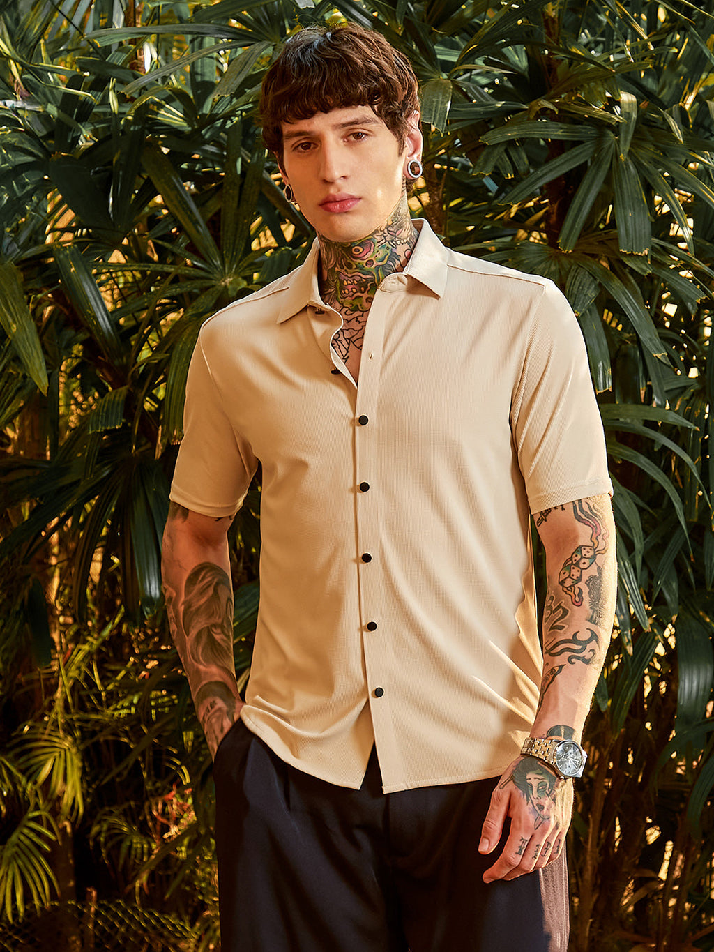 Campus Sutra Seamless Waffle Shirt
