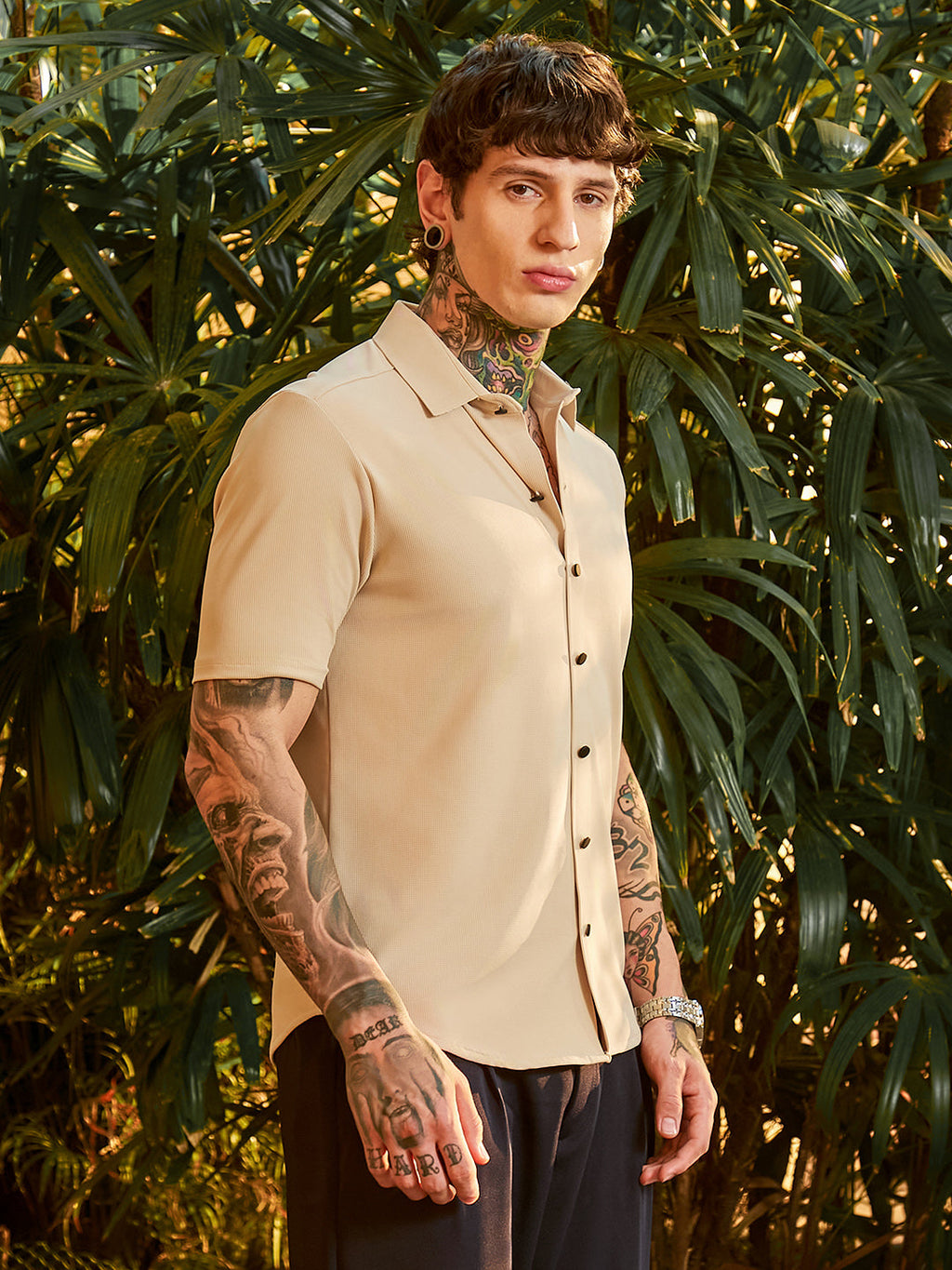 Campus Sutra Seamless Waffle Shirt