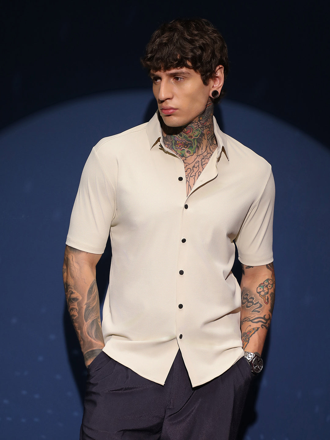 Campus Sutra Seamless Waffle Shirt