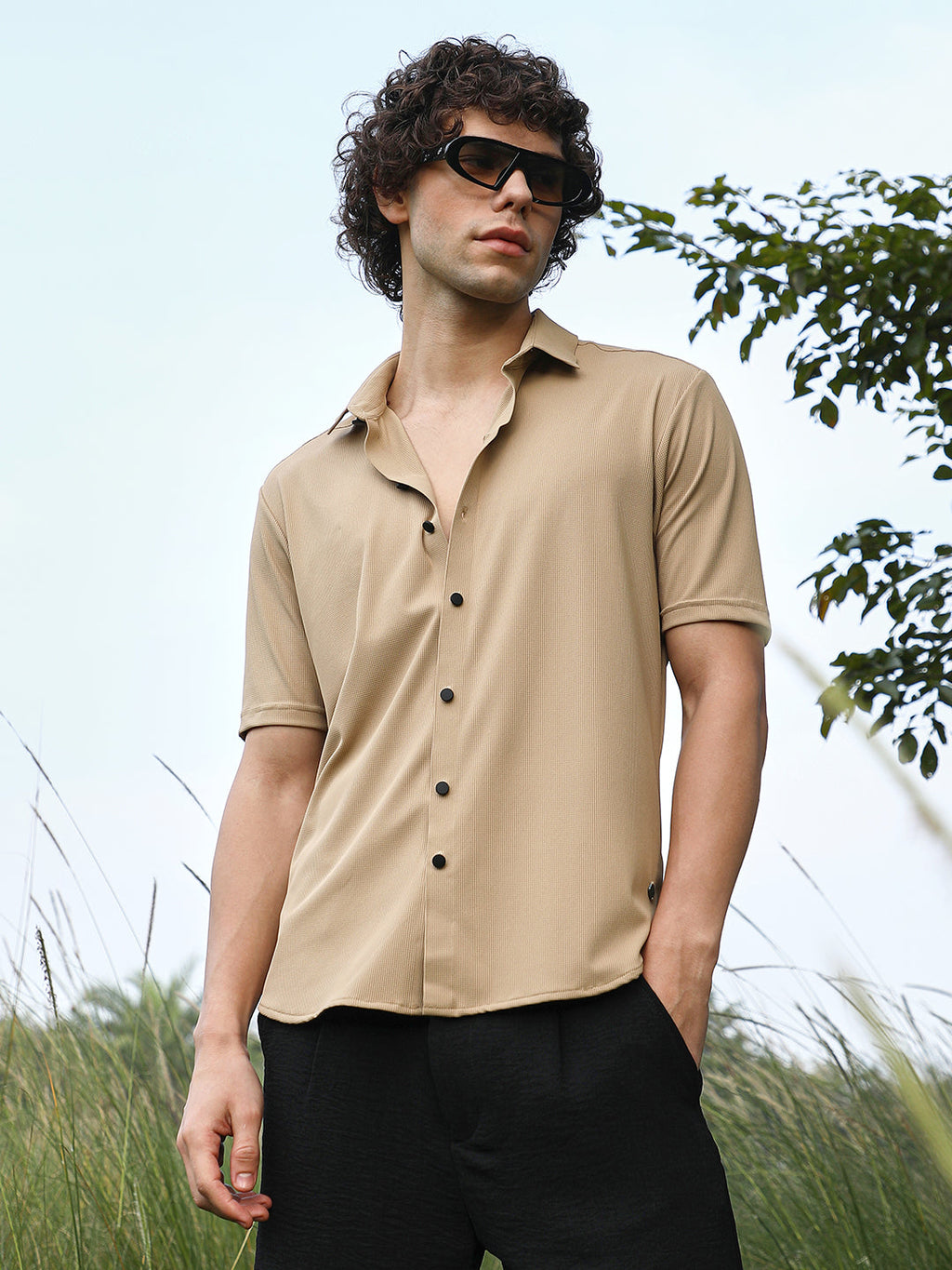 Campus Sutra Solid Knit Shirt