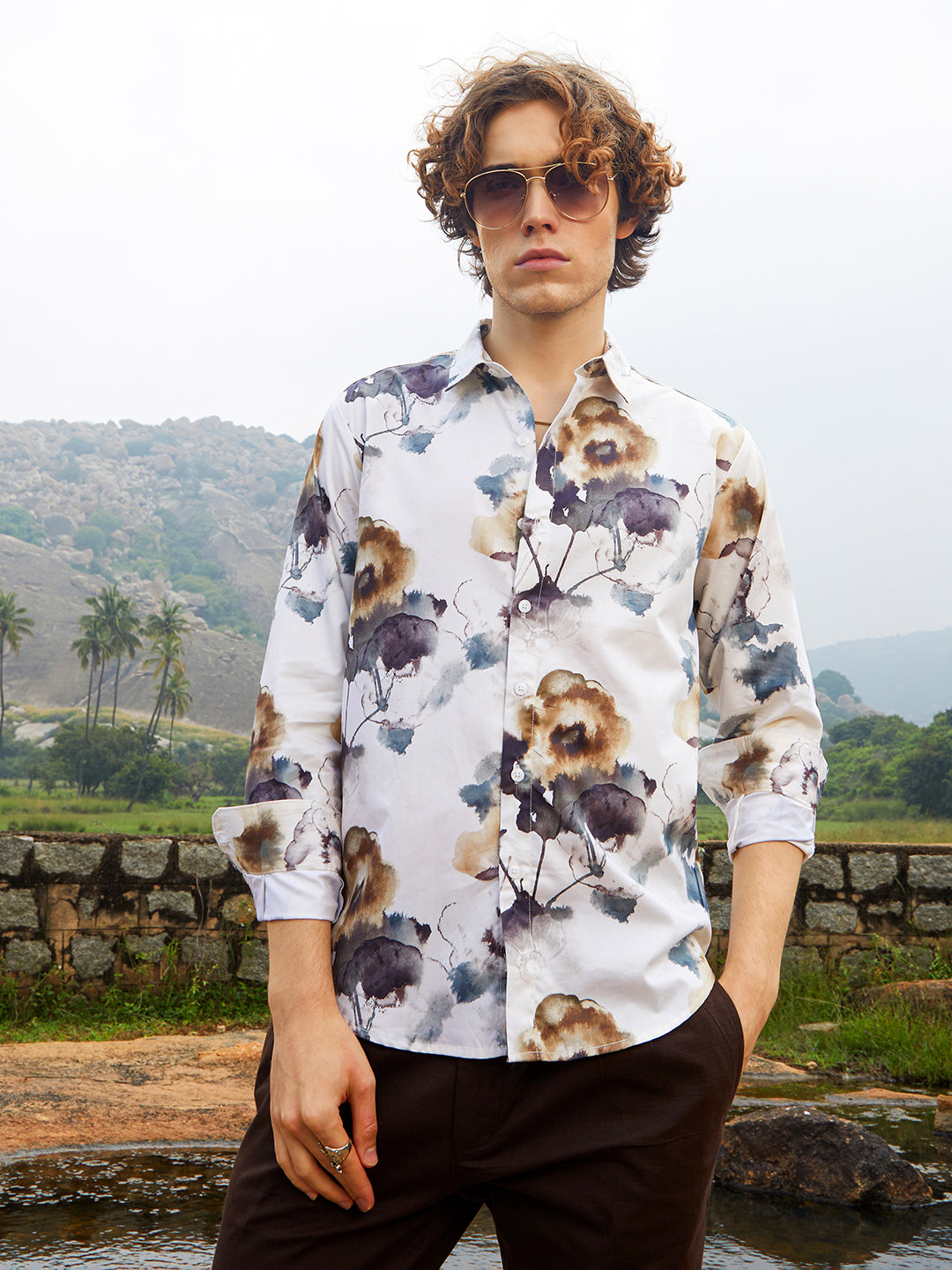 Campus Sutra Earthy Splotch Shirt