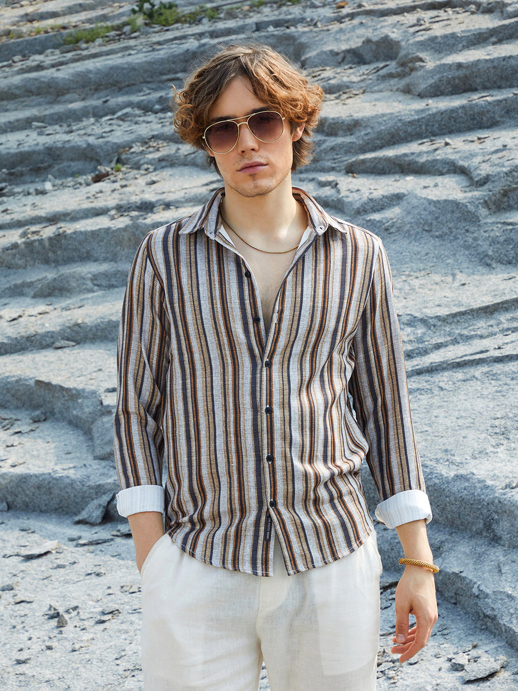 Campus Sutra Multitrack-Striped Shirt