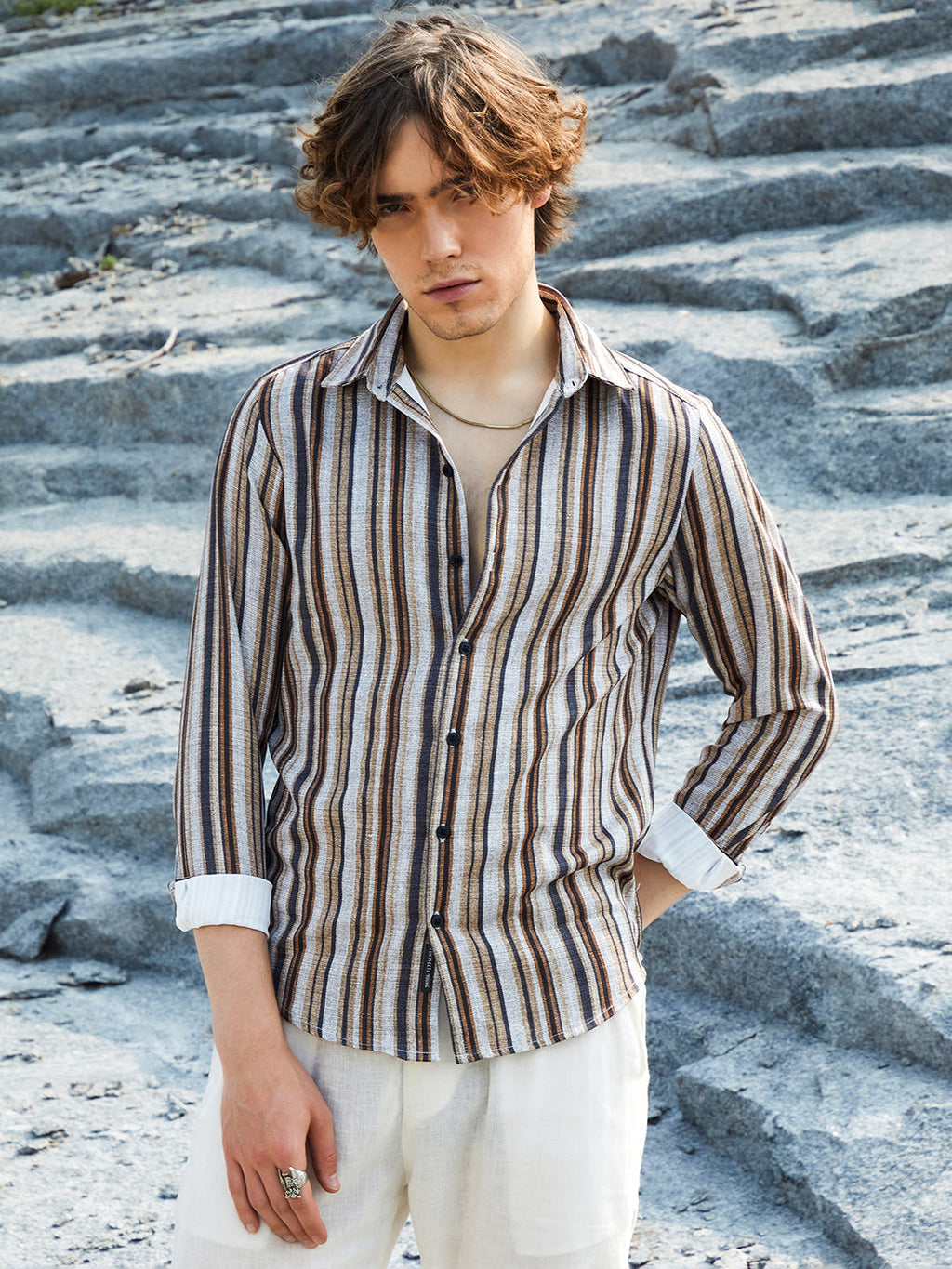 Campus Sutra Multitrack-Striped Shirt
