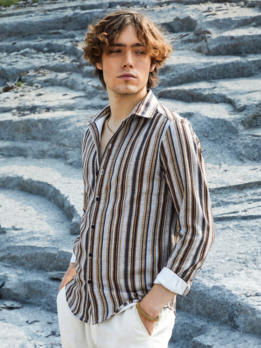 Campus Sutra Multitrack-Striped Shirt