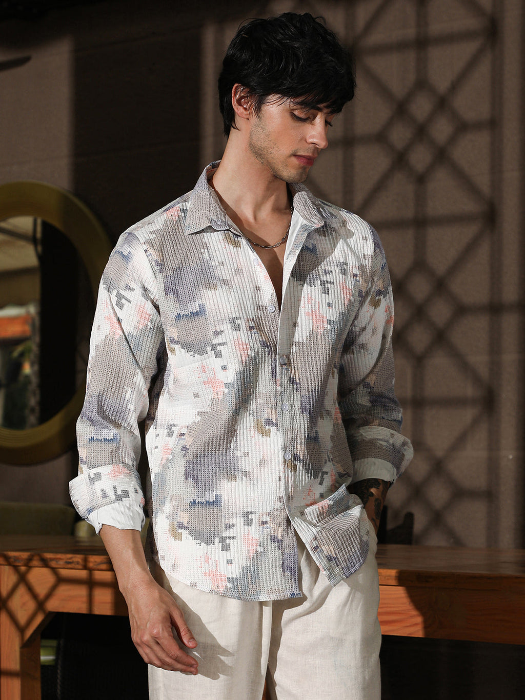 Campus Sutra Artistic-Blur Shirt