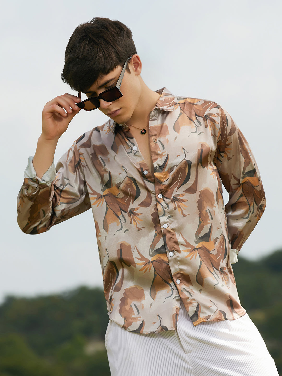 Campus Sutra Impressionist Canopy Shirt