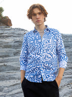 Campus Sutra Contrast Graffiti Shirt