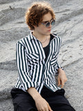 Campus Sutra Nautical-Stripe Utility Shirt
