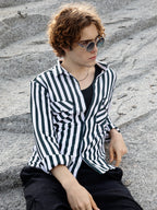 Campus Sutra Nautical-Stripe Utility Shirt