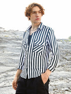 Campus Sutra Nautical-Stripe Utility Shirt