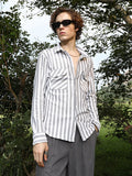 Campus Sutra Nautical-Stripe Utility Shirt