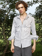 Campus Sutra Nautical-Stripe Utility Shirt