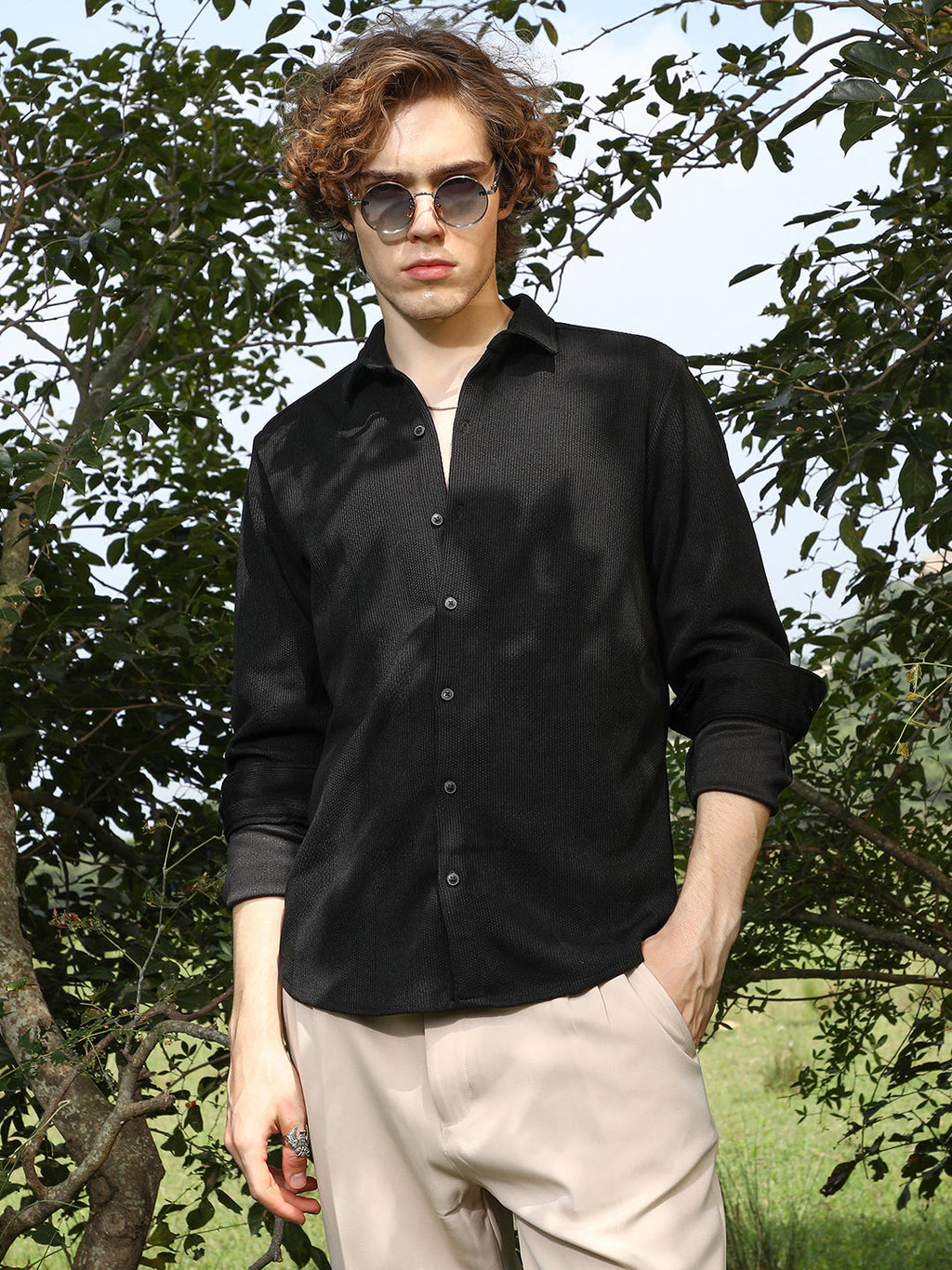 Campus Sutra Solid Knit Shirt