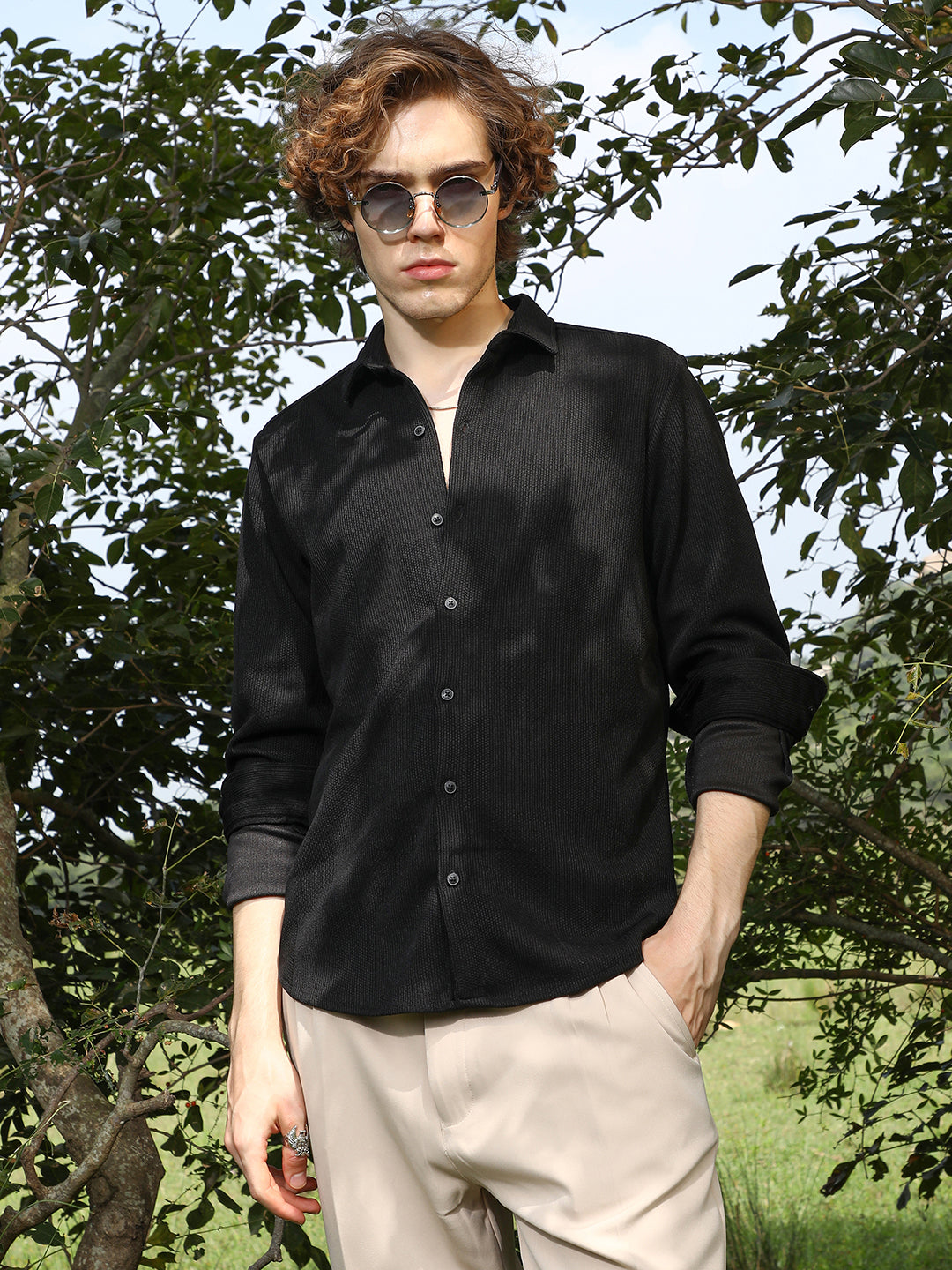 Campus Sutra Solid Knit Shirt