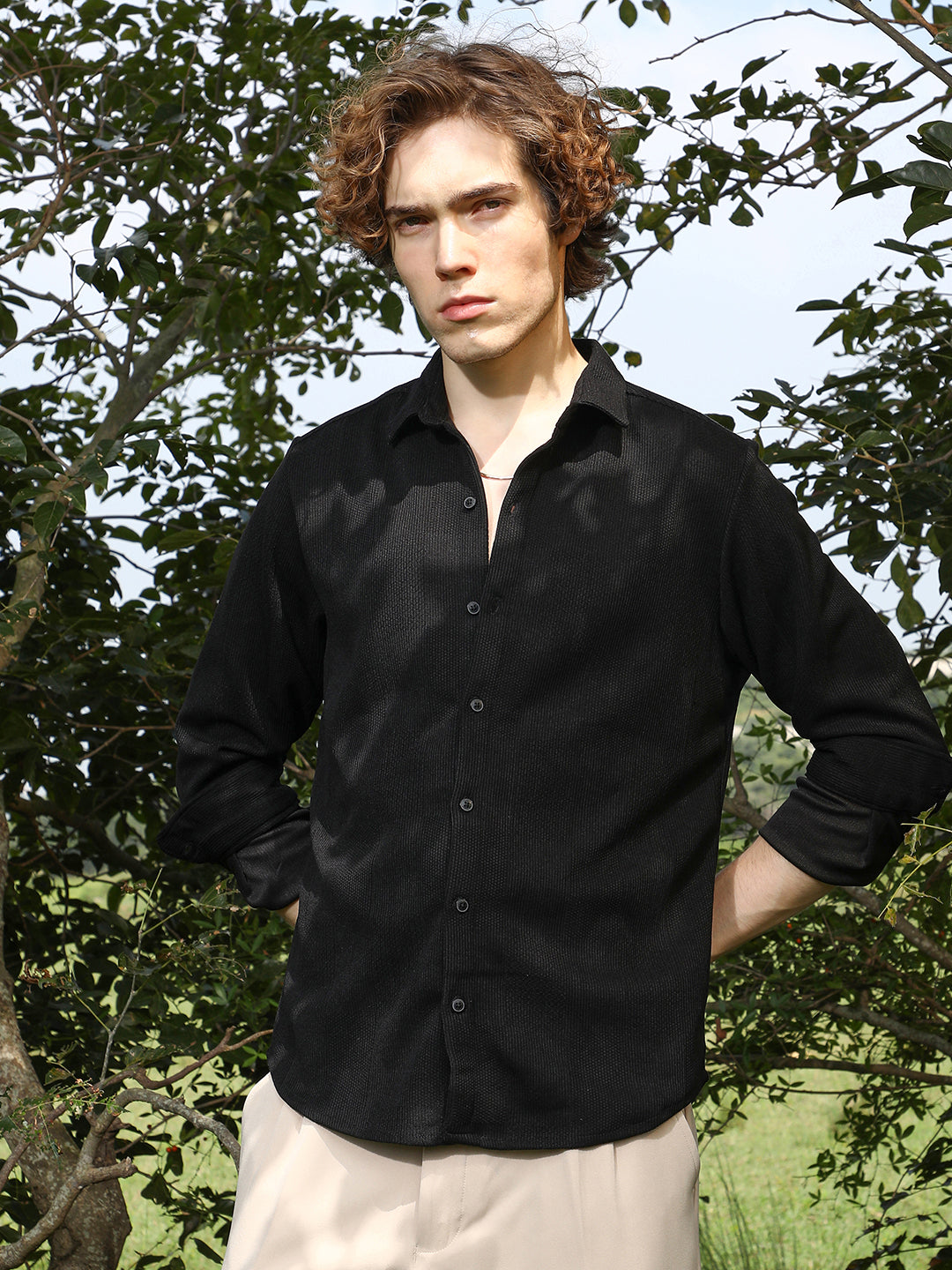 Campus Sutra Solid Knit Shirt