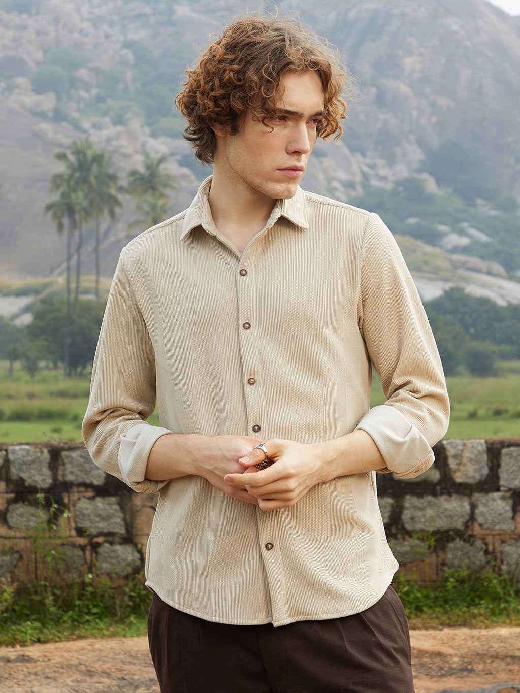Campus Sutra Solid Knit Shirt