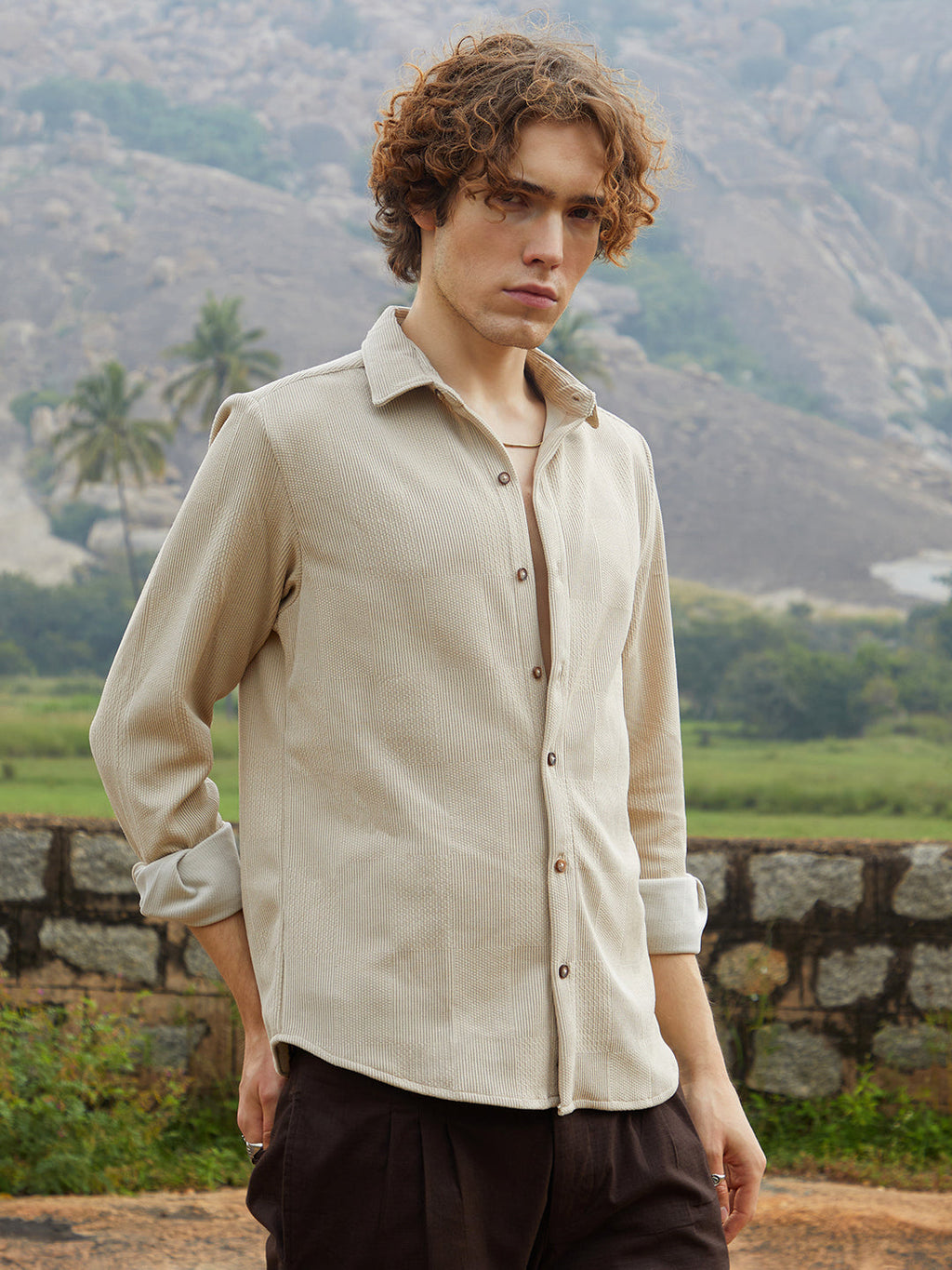 Campus Sutra Solid Knit Shirt