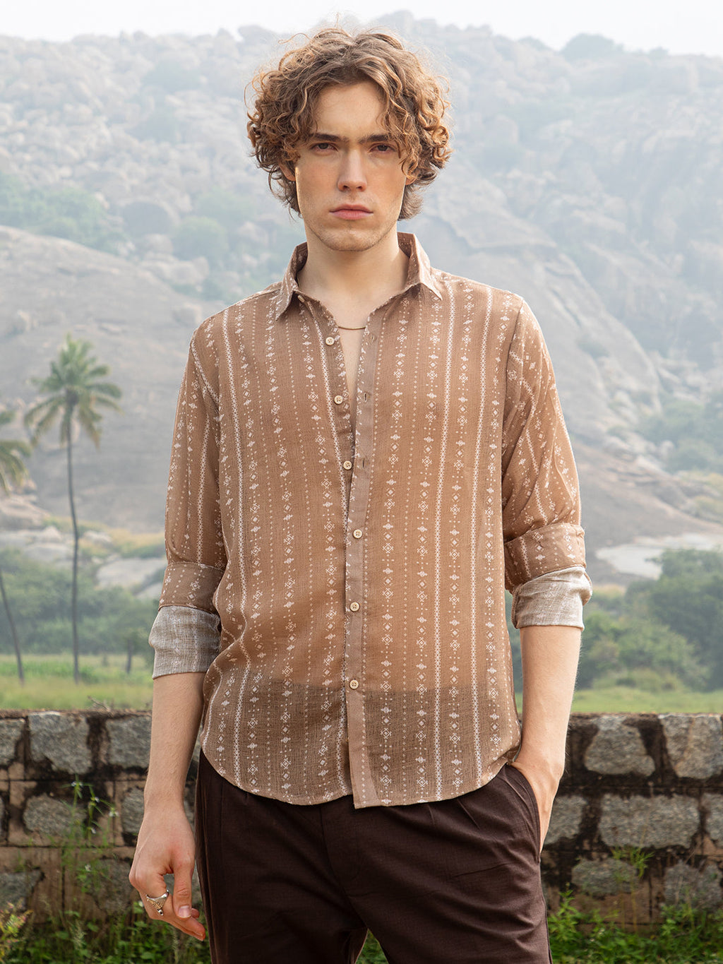 Campus Sutra Ethnic Imprint Shirt