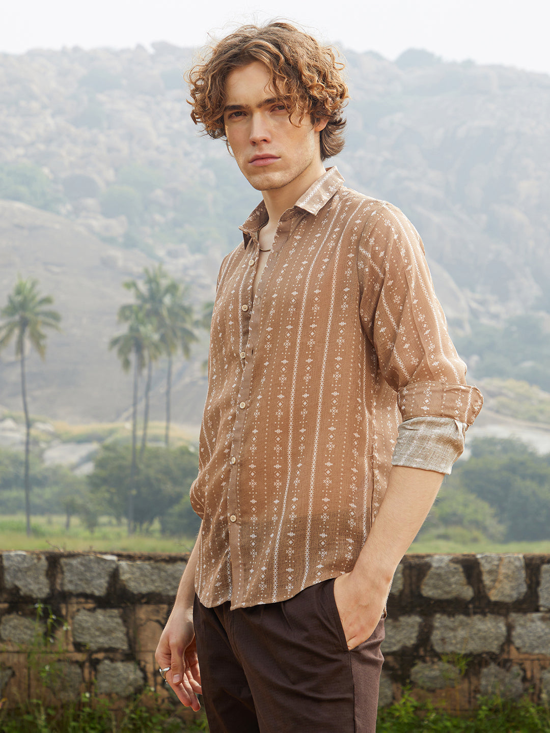 Campus Sutra Ethnic Imprint Shirt