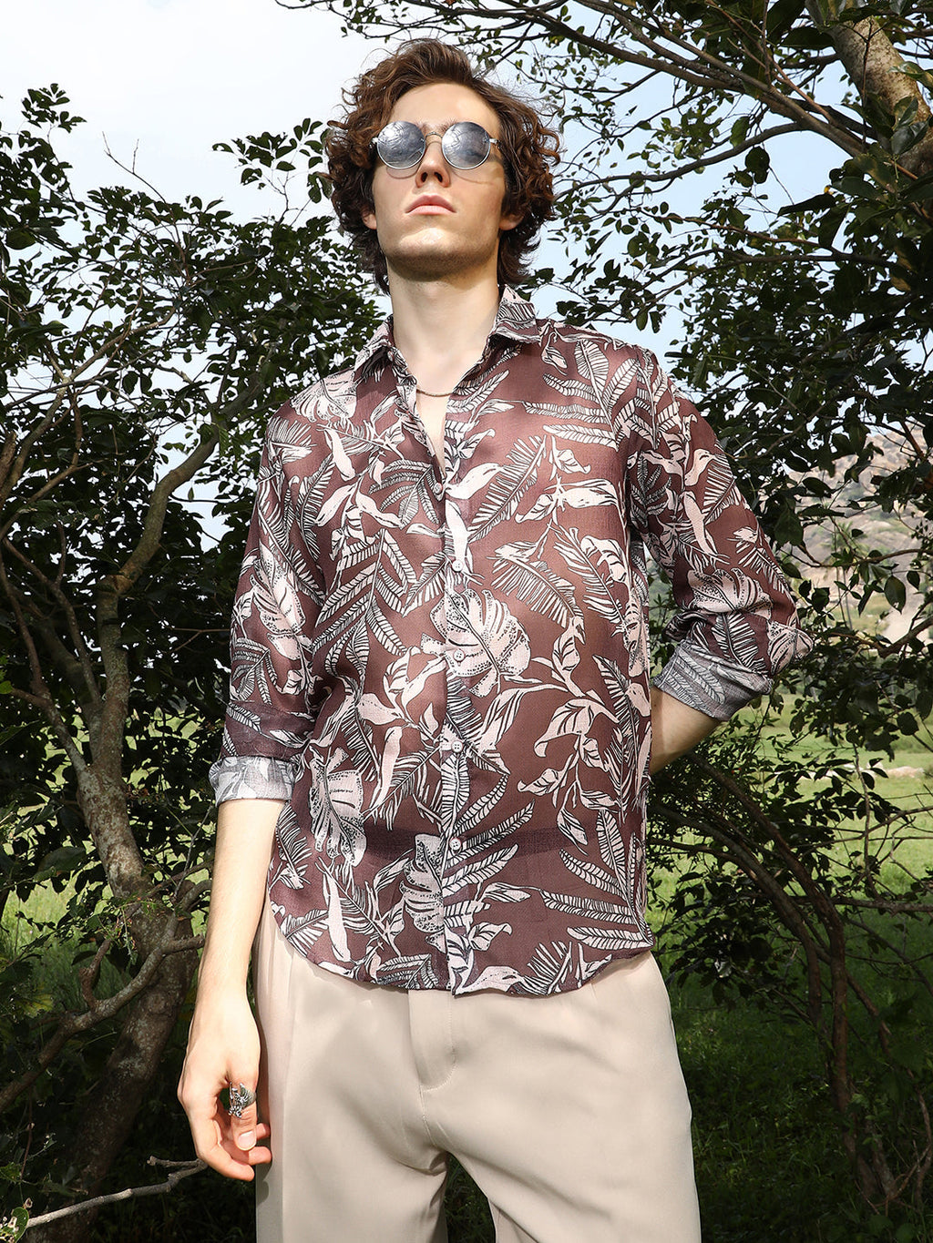 Campus Sutra Canopy Imprint Shirt