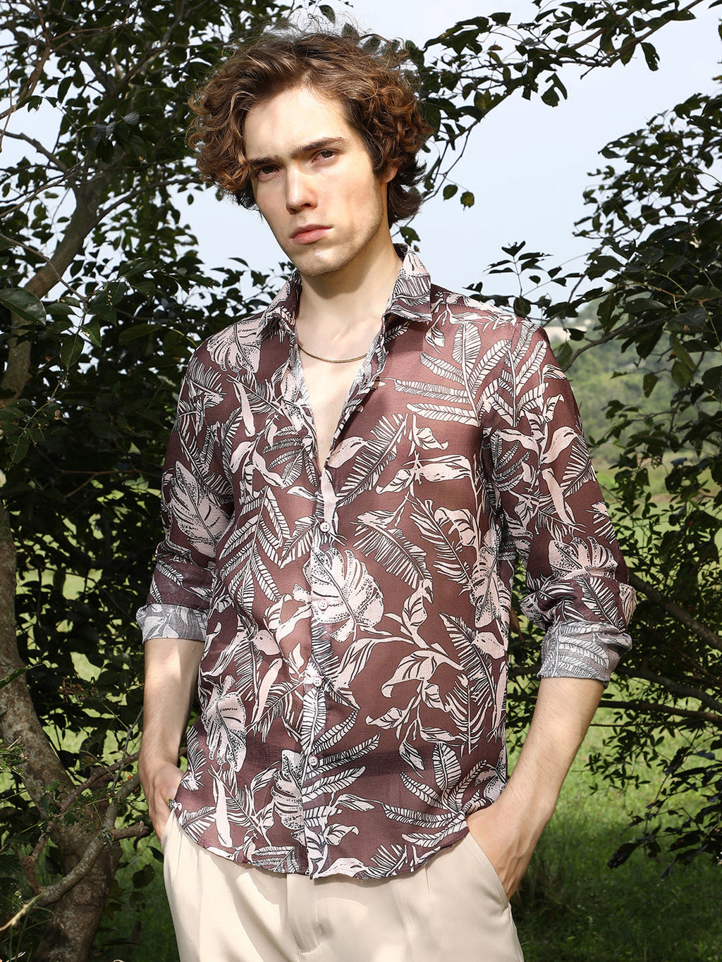 Campus Sutra Canopy Imprint Shirt