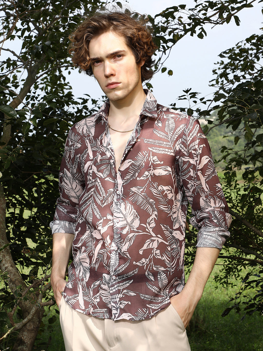 Campus Sutra Canopy Imprint Shirt