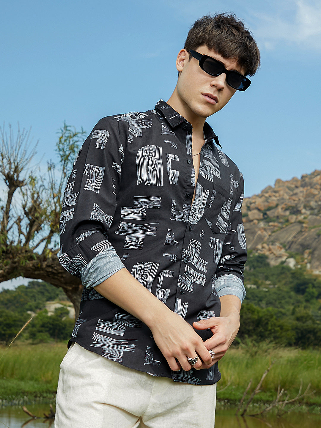 Campus Sutra Timber Lines Shirt