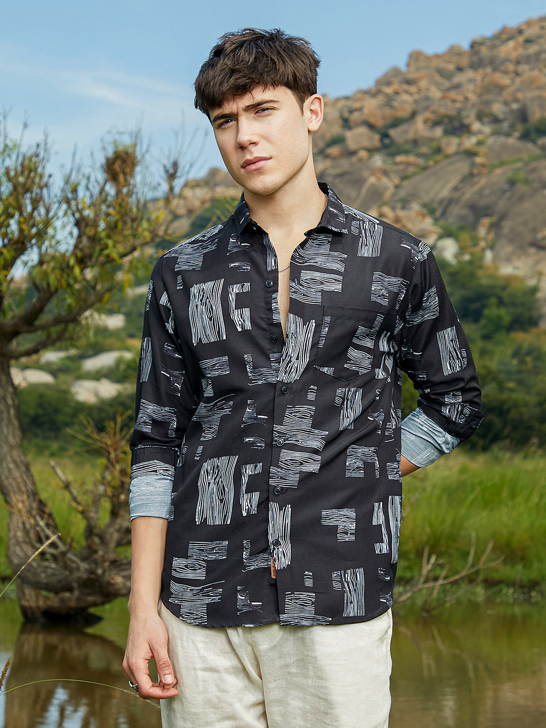Campus Sutra Timber Lines Shirt