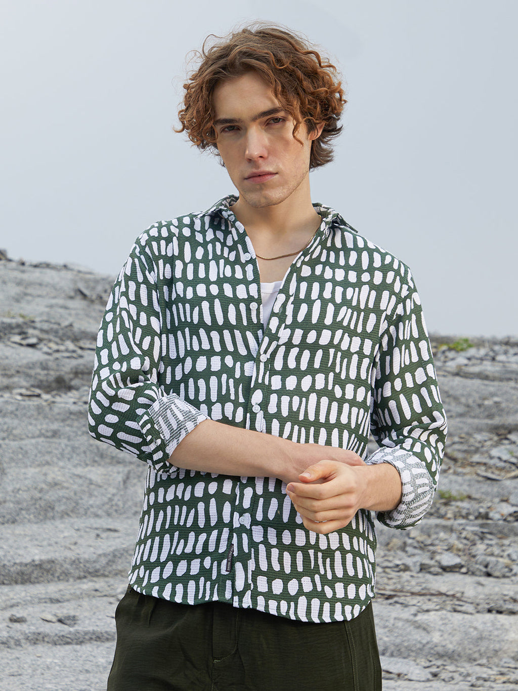 Campus Sutra Gravel Woven Shirt