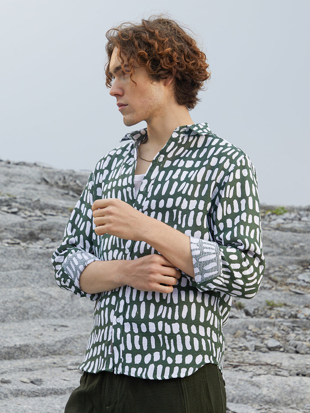 Campus Sutra Gravel Woven Shirt
