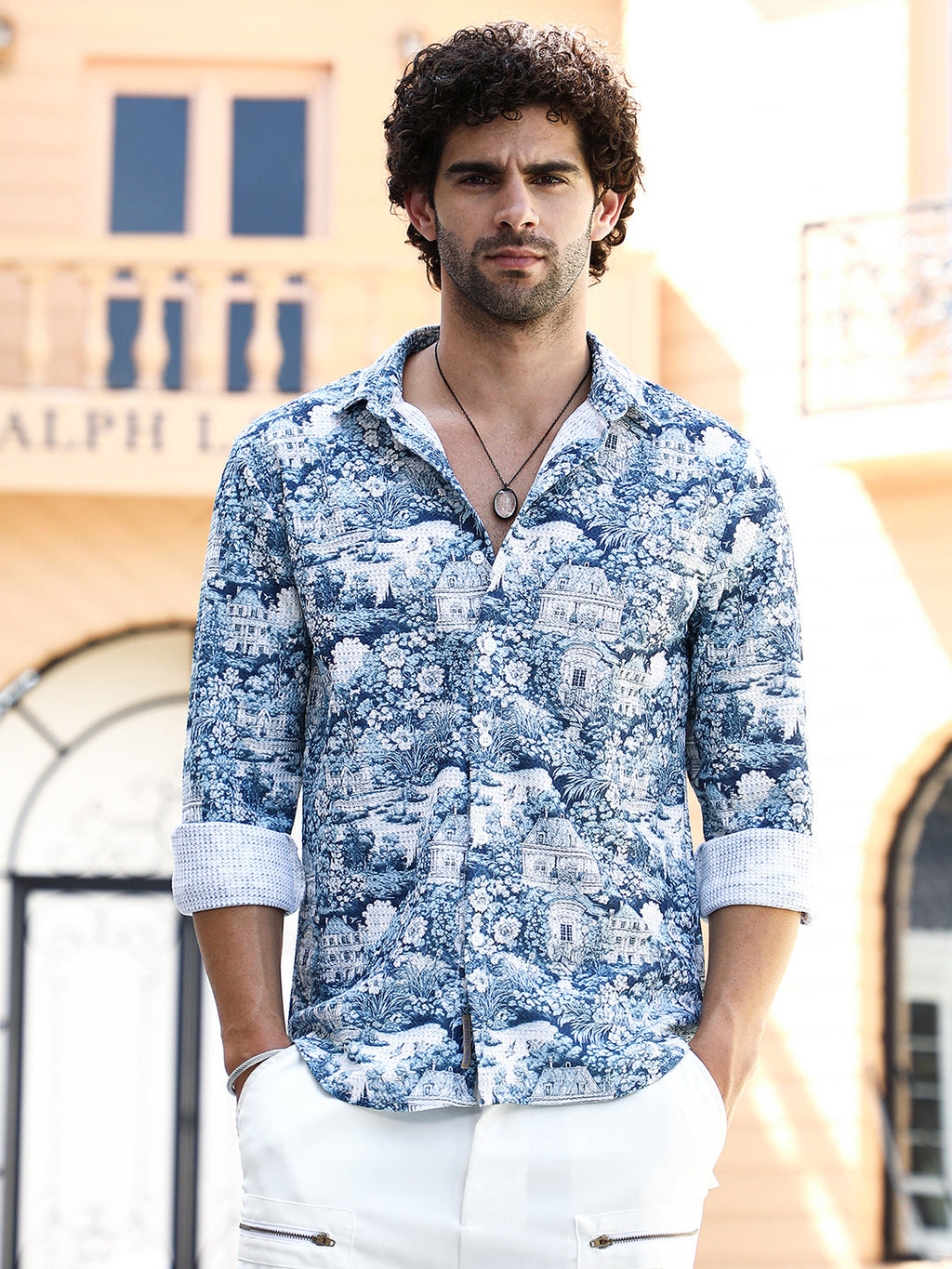 Campus Sutra Victorian-Landscape Tactile Shirt