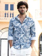 Campus Sutra Victorian-Landscape Tactile Shirt