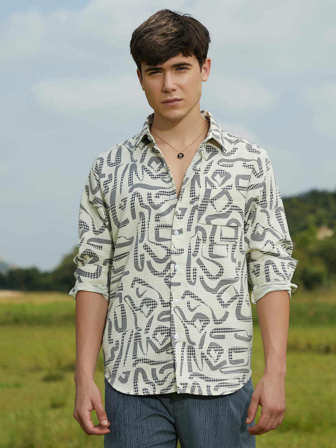 Campus Sutra Viper-Imprint Shirt