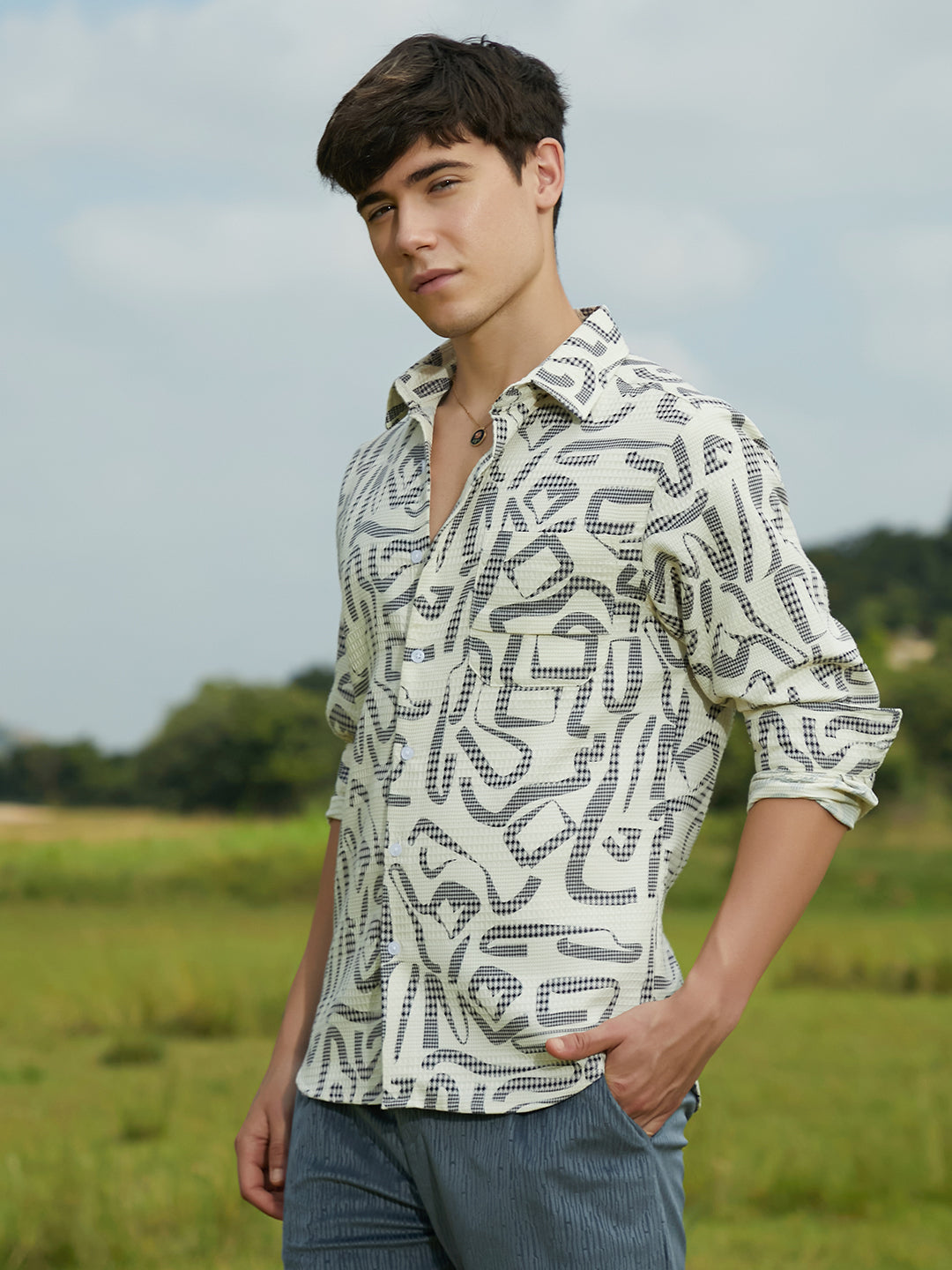 Campus Sutra Viper-Imprint Shirt