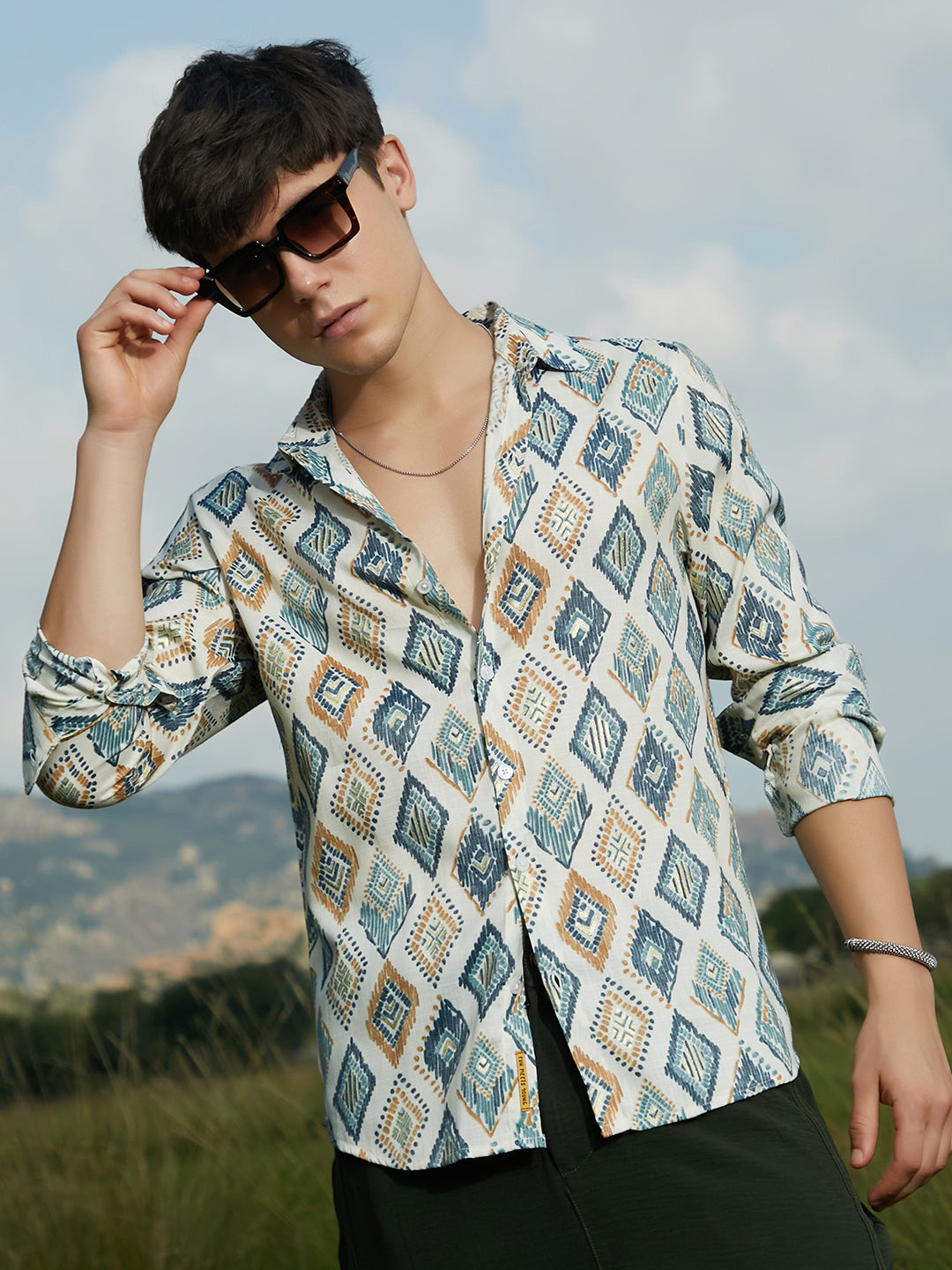 Campus Sutra Nomadic Lozenge Shirt