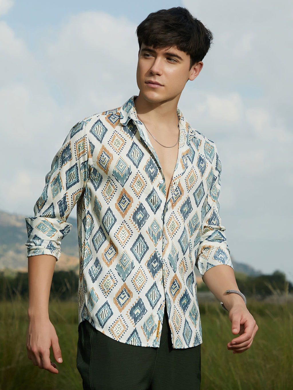 Campus Sutra Nomadic Lozenge Shirt