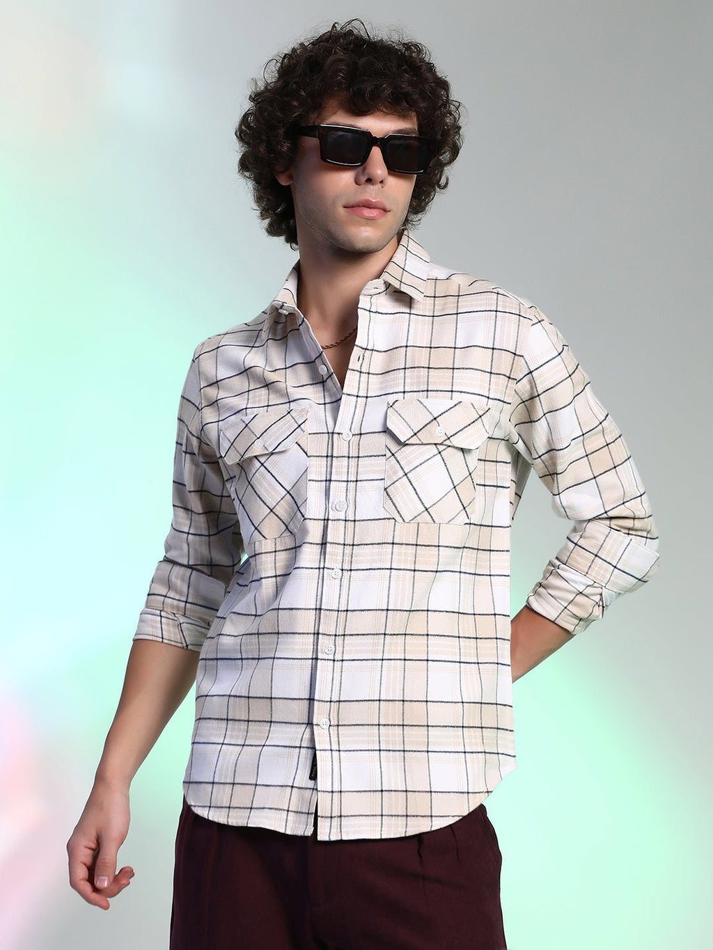 Campus Sutra Checkered Utility Shirt