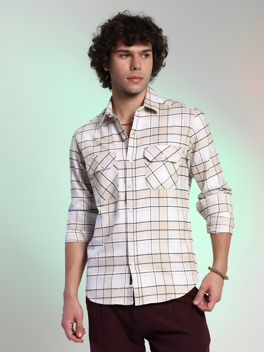 Campus Sutra Checkered Utility Shirt